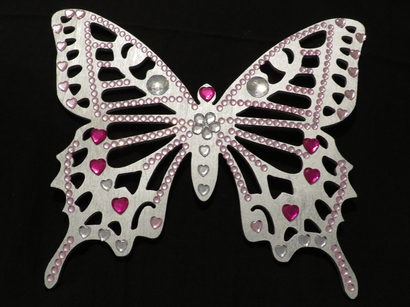 Silver & Pink Butterfly Design Wall Decor